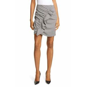 A.L.C Womens Black Ruched Ruffled Houndstooth Short Wear To Work Pencil Skirt 4